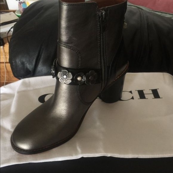 COACH Moto Heel Ankel Booties, Gunmetal/black - Picture 6 of 6